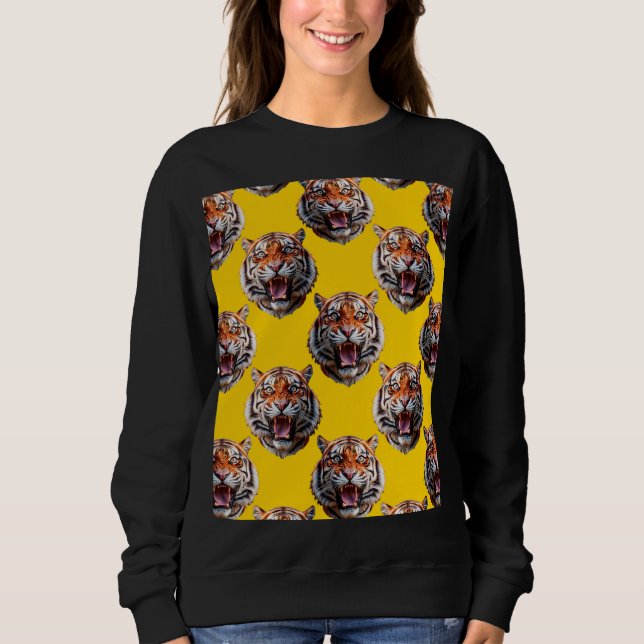 Tiger Head Pattern Design Yellow  Sweatshirt (Vorderseite)