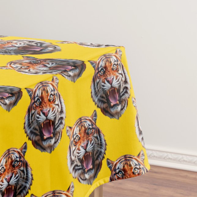 Tiger Head Pattern Design Yellow  Tischdecke (Von Creator hochgeladen)