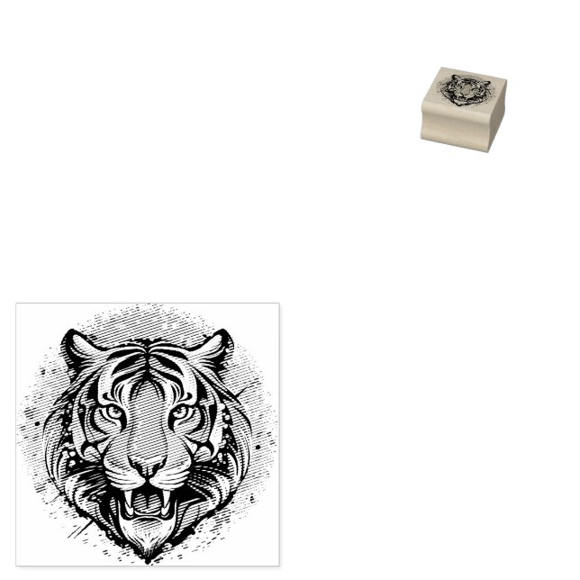 Tiger Head Rainbow colors paint stains Gummistempel (Stempel)