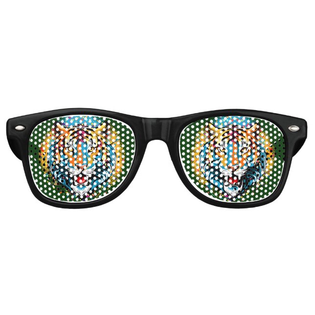Tiger Head Rainbow colors paint stains Partybrille (Vorderseite)