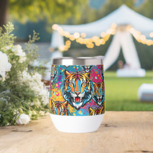 Tiger Head Regenbogen Farben Farbflecken