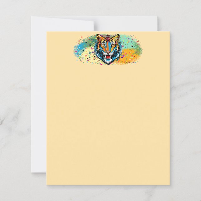 Tiger Head Regenbogen Farben Farbflecken (Vorderseite)