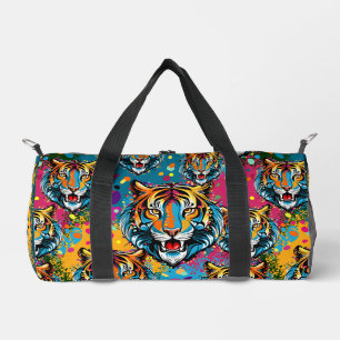Tiger Head Regenbogen Farben Farbflecken Duffle Bag