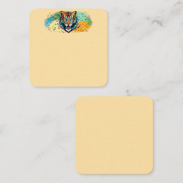 Tiger Head Regenbogen Farben Farbflecken Mitteilungskarte (Vorne/Hinten)