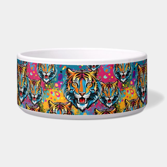 Tiger Head Regenbogen Farben Farbflecken Napf (Vorderseite)