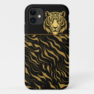 Tiger Head Tiger Streifen Black Gold Case-Mate iPhone Hülle