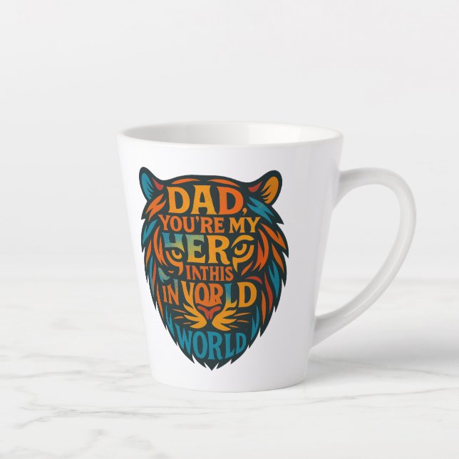 Tiger Head Vater Tasse - You're My Hero" Word Art  (Rechts)