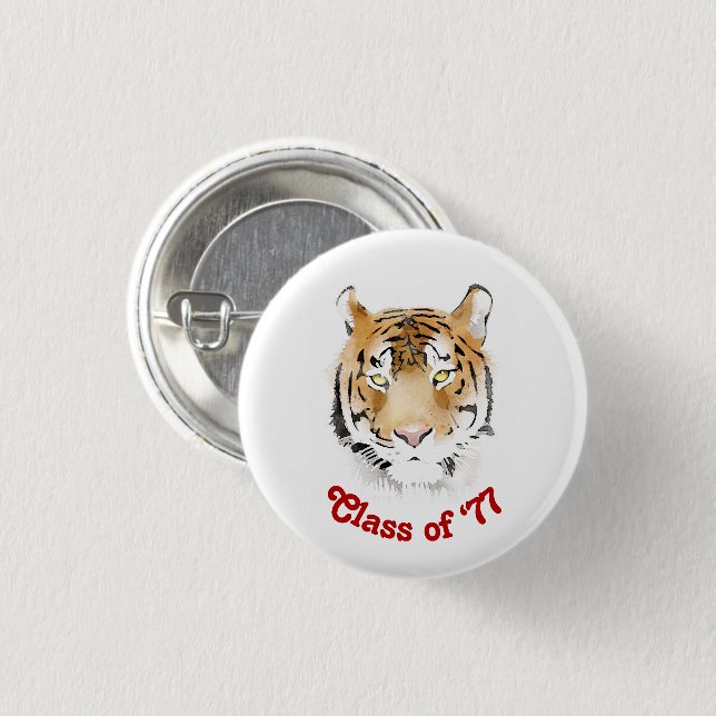 Tiger Head Watercolor Class Wiedersehen Partys Button (Vorne & Hinten)