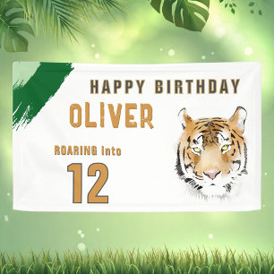 Tiger Head Watercolor Geburtstagsparty Banner
