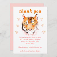 Tiger Head Watercolor Girl Baby Dusche