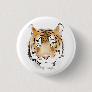 Tiger Head Watercolor Zeichnend Button