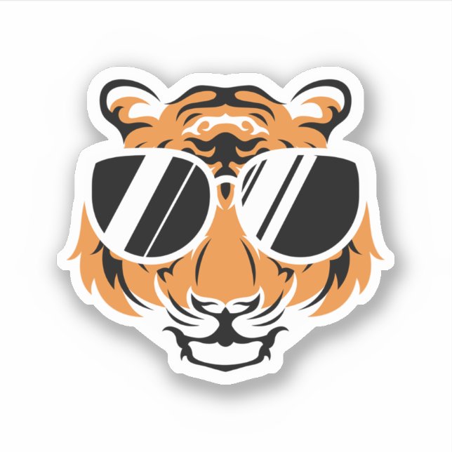 Tiger Head With Cool Sunglasses. Perfect design fo Aufkleber (Vorderseite)