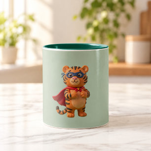 Tiger Held Süße Superhelden-Maskottchen-Tasse Zweifarbige Tasse