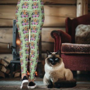 Tiger Henna Pink Purple Blumen Leggings