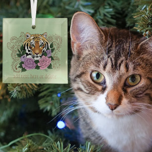 Tiger Henna Pink Purple Blumen Ornament Aus Glas