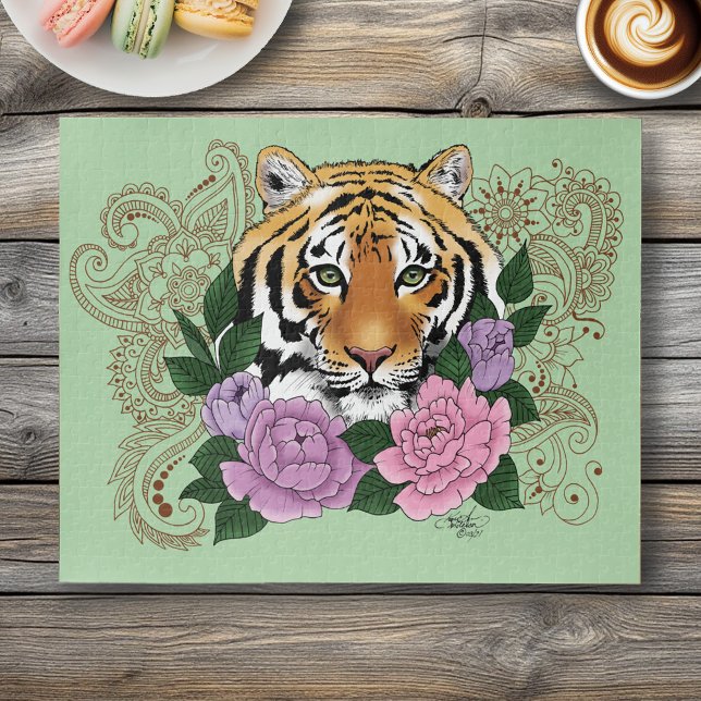 Tiger Henna Pink Purple Blumen Puzzle (Von Creator hochgeladen)