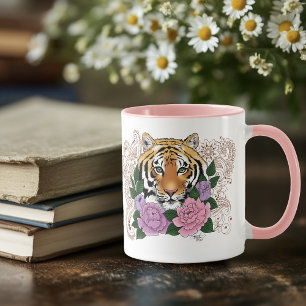 Tiger Henna Pink Purple Blumen Tasse