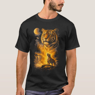 Tiger Heult Zum Mond Meme 90er Tier T-Shirt