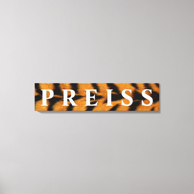 Tiger-Hintergrund: Vor-/Nachname/Nachname Leinwanddruck (Vorderseite)