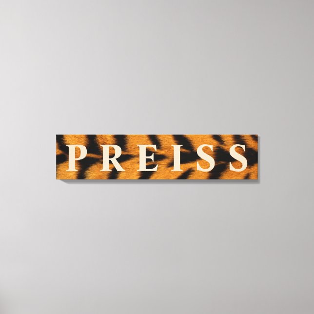 Tiger-Hintergrund: Vor-/Nachname/Nachname Leinwanddruck (Vorderseite)