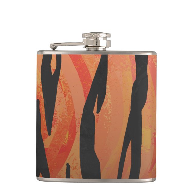 Tiger Hot orange und Black Print Flachmann (Vorderseite)