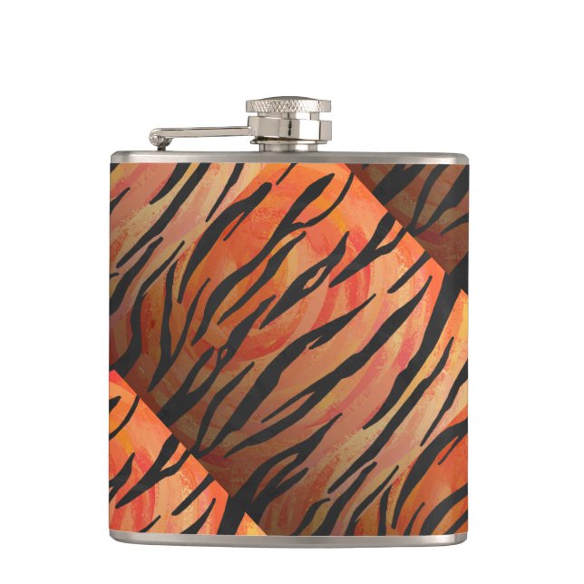 Tiger Hot orange und Black Print Flachmann (Vorderseite)