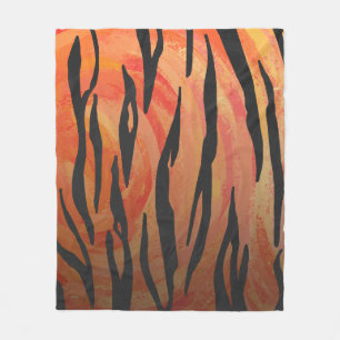 Tiger Hot orange und Black Print Fleecedecke
