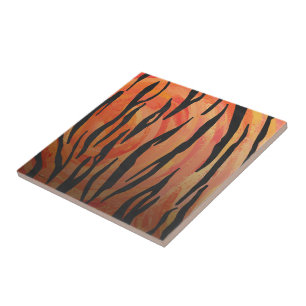 Tiger Hot orange und Black Print Fliese
