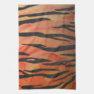 Tiger Hot orange und Black Print Geschirrtuch