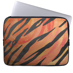 Tiger Hot orange und Black Print Laptopschutzhülle