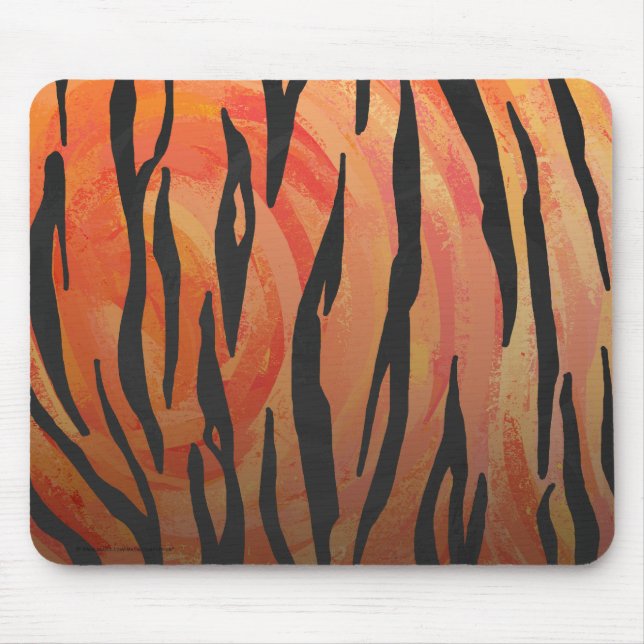 Tiger Hot orange und Black Print Mousepad (Vorne)
