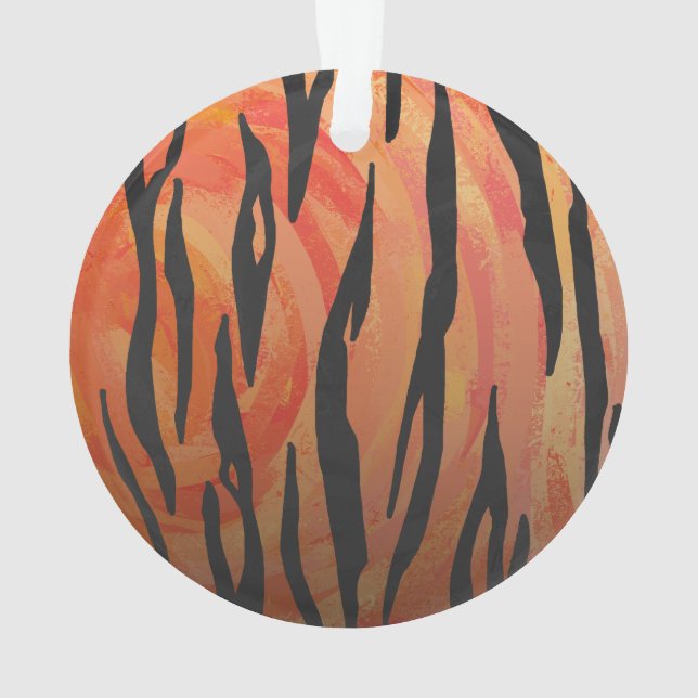 Tiger Hot orange und Black Print Ornament (Rückseite)