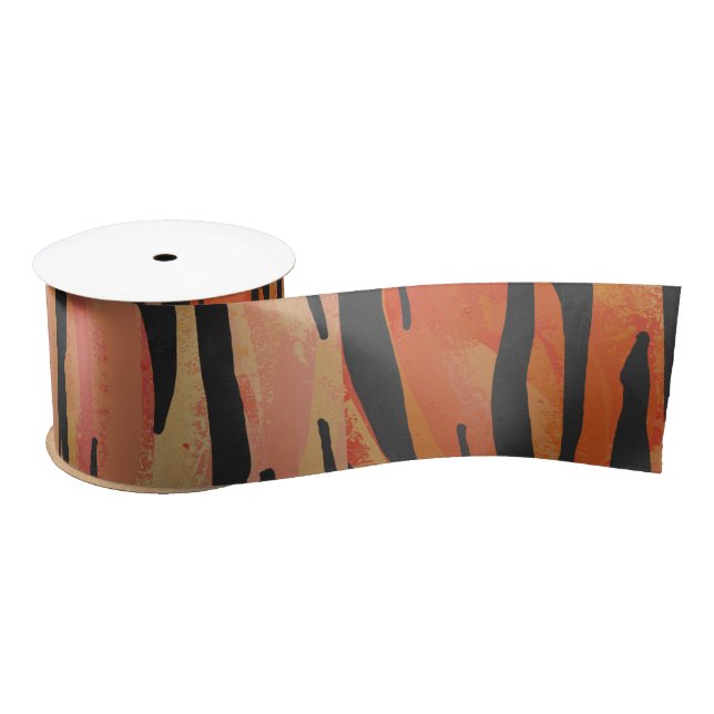 Tiger Hot orange und Black Print Satinband (Spule)