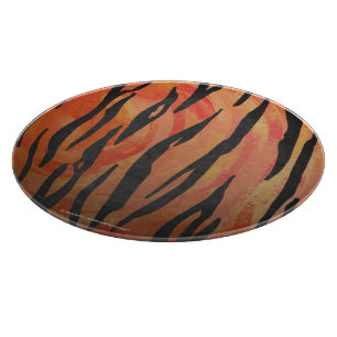 Tiger Hot orange und Black Print Schneidebrett