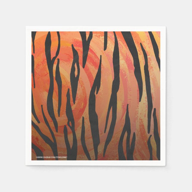 Tiger Hot orange und Black Print Serviette (Vorderseite)