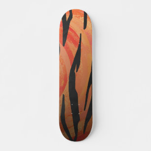 Tiger Hot orange und Black Print Skateboard