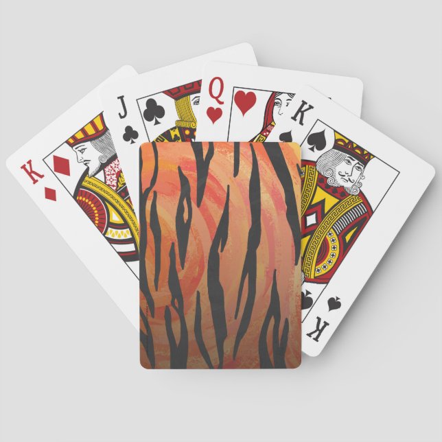 Tiger Hot orange und Black Print Spielkarten (Rückseite)
