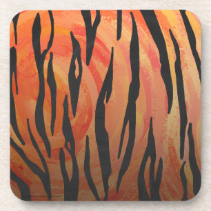 Tiger Hot orange und Black Print Untersetzer