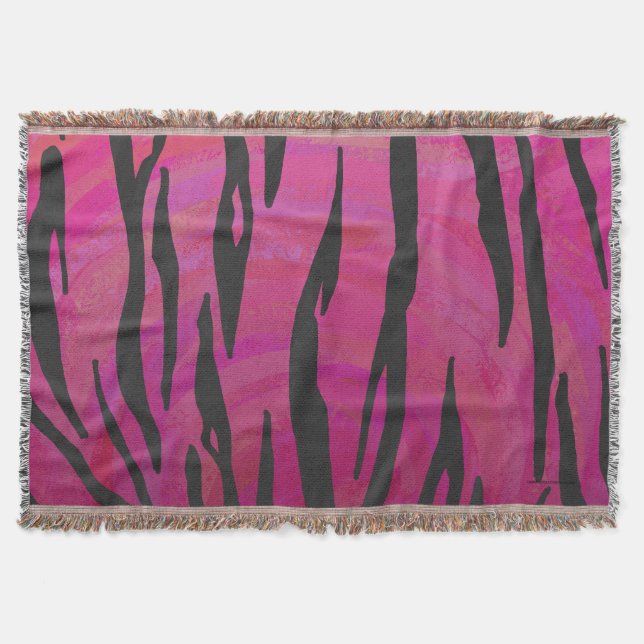 Tiger Hot Pink und Black Print Decke (Vorderseite)