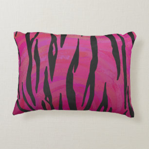 Tiger Hot Pink und Black Print Dekokissen