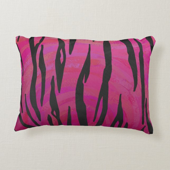 Tiger Hot Pink und Black Print Dekokissen (Rückseite)
