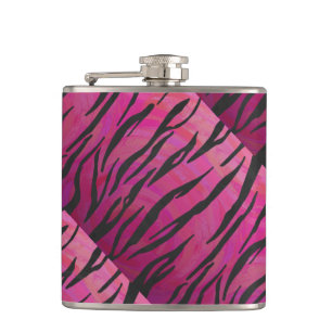 Tiger Hot Pink und Black Print Flachmann