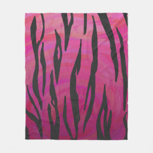 Tiger Hot Pink und Black Print Fleecedecke