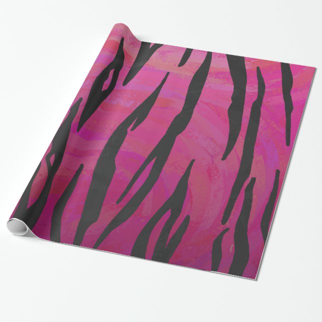 Tiger Hot Pink und Black Print Geschenkpapier (Ungerollt)