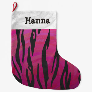 Tiger Hot Pink und Black Print Großer Weihnachtsstrumpf