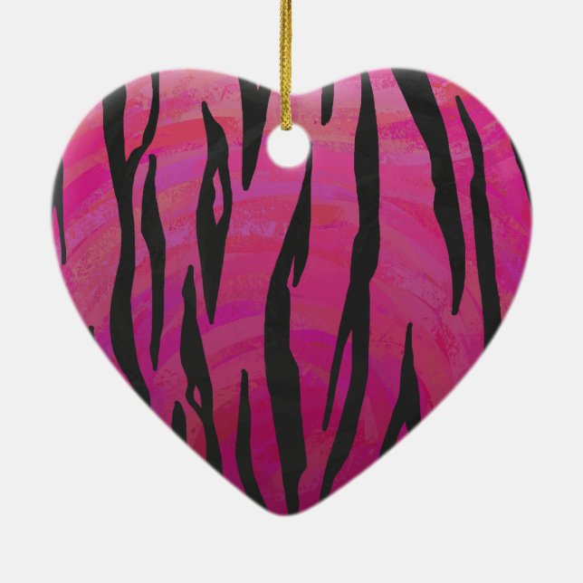 Tiger Hot Pink und Black Print Keramik Ornament (Hinten)