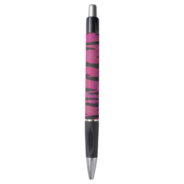 Tiger Hot Pink und Black Print Kugelschreiber (Vorderseite Vertikal)