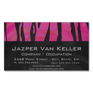 Tiger Hot Pink und Black Print Magnetische Visitenkarte
