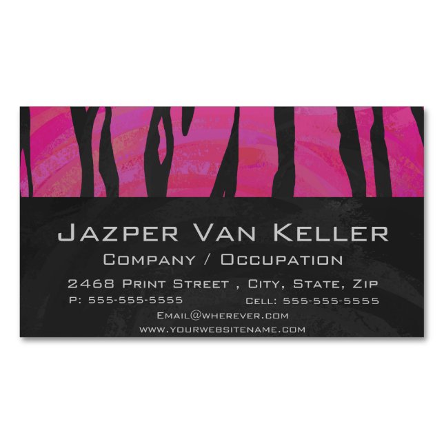 Tiger Hot Pink und Black Print Magnetische Visitenkarte (Vorderseite)