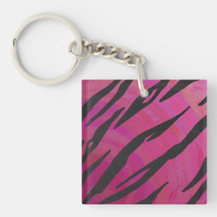 Tiger Hot Pink und Black Print Schlüsselanhänger